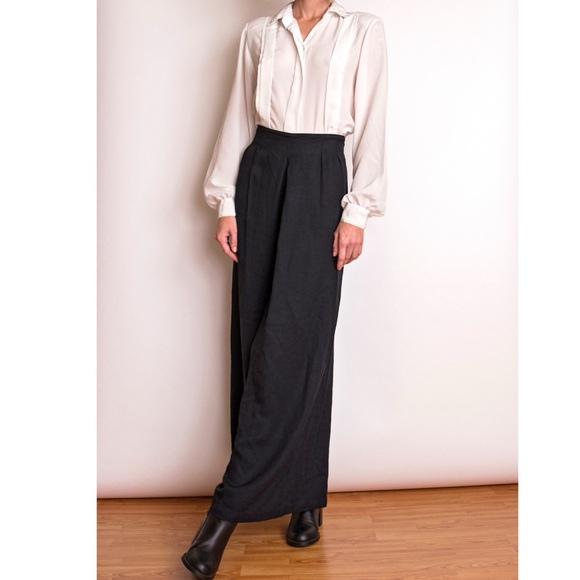 ❌SOLD❌Vintage 80s black high waist palazzo pants - Picture 2 of 7